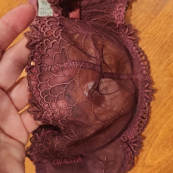 CHANTELLE Lingerie 3855 Sheer Lace Bra red wine color 32D - Picture 2 of 11